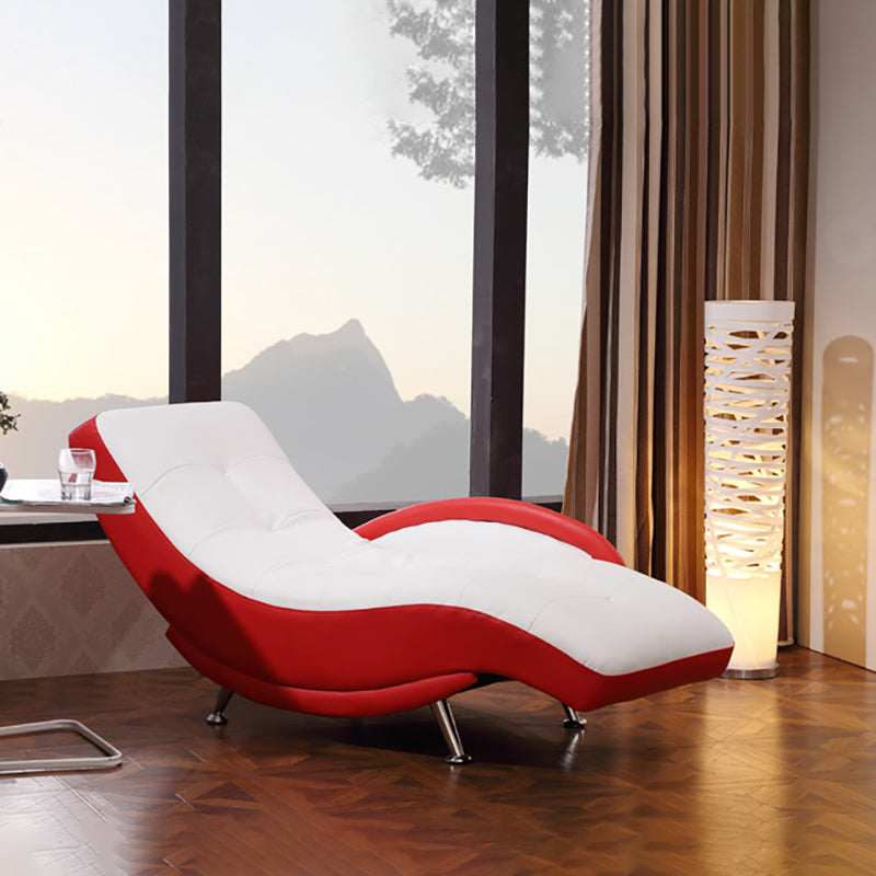 Modern Upholstered Reclining Chaise Lounge with One Arm Faux Leather Chaise Clearhalo 'Chairs & Seating' 'Chaise Lounge' 'chaise_lounge' 'furn' 'furn_chaise_lounge' 'Furniture' 'Living Room Furniture' 7316289