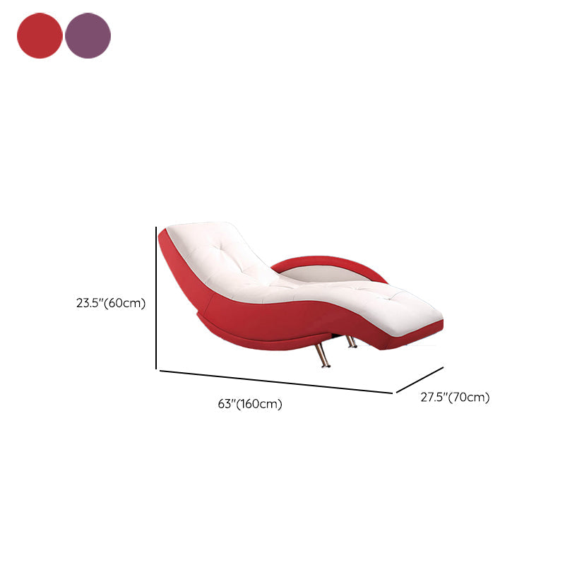 Modern Upholstered Reclining Chaise Lounge with One Arm Faux Leather Chaise Clearhalo 'Chairs & Seating' 'Chaise Lounge' 'chaise_lounge' 'furn' 'furn_chaise_lounge' 'Furniture' 'Living Room Furniture' 7316291