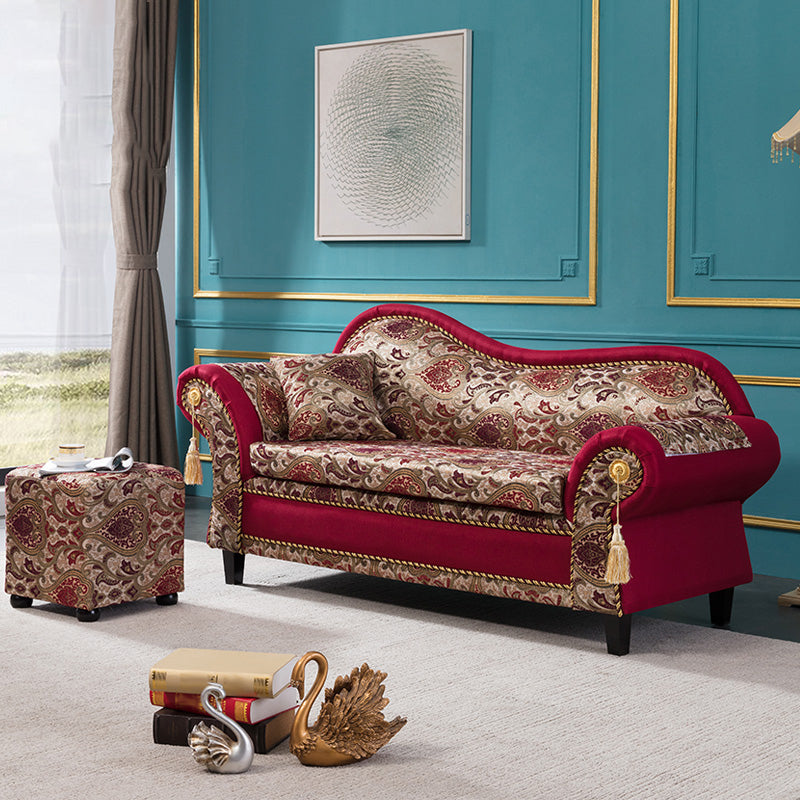 Bohemian Micro-velvet Chaise Lounge with Rolled Arms Reclining Accent Chair Clearhalo 'Chairs & Seating' 'Chaise Lounge' 'chaise_lounge' 'furn' 'furn_chaise_lounge' 'Furniture' 'Living Room Furniture' 7316292