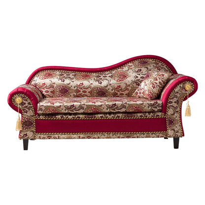 Bohemian Micro-velvet Chaise Lounge with Rolled Arms Reclining Accent Chair Right-Arm Chaise Clearhalo 'Chairs & Seating' 'Chaise Lounge' 'chaise_lounge' 'furn' 'furn_chaise_lounge' 'Furniture' 'Living Room Furniture' 7316294