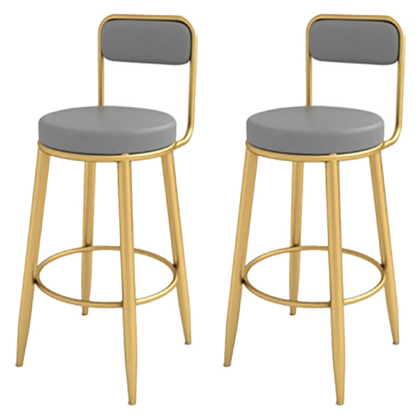 Glam Upholstered Dining Stool Metal Bar Stool with Gold Metal Base
