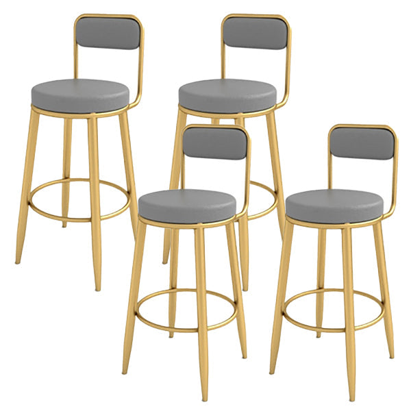 Glam Upholstered Dining Stool Metal Bar Stool with Gold Metal Base