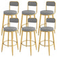 Glam Upholstered Dining Stool Metal Bar Stool with Gold Metal Base