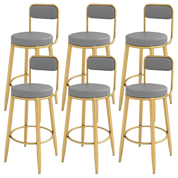 Glam Upholstered Dining Stool Metal Bar Stool with Gold Metal Base