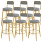Glam Upholstered Dining Stool Metal Bar Stool with Gold Metal Base