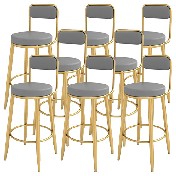 Glam Upholstered Dining Stool Metal Bar Stool with Gold Metal Base