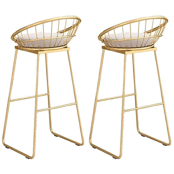 Glam Upholstered Dining Stool Metal Bar Stool with Gold Metal Base