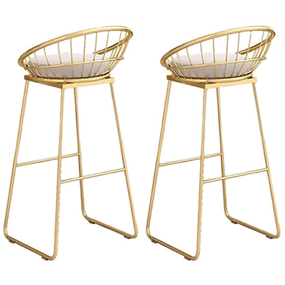 Glam Upholstered Dining Stool Metal Bar Stool with Gold Metal Base