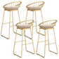 Glam Upholstered Dining Stool Metal Bar Stool with Gold Metal Base