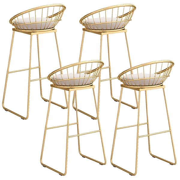 Glam Upholstered Dining Stool Metal Bar Stool with Gold Metal Base