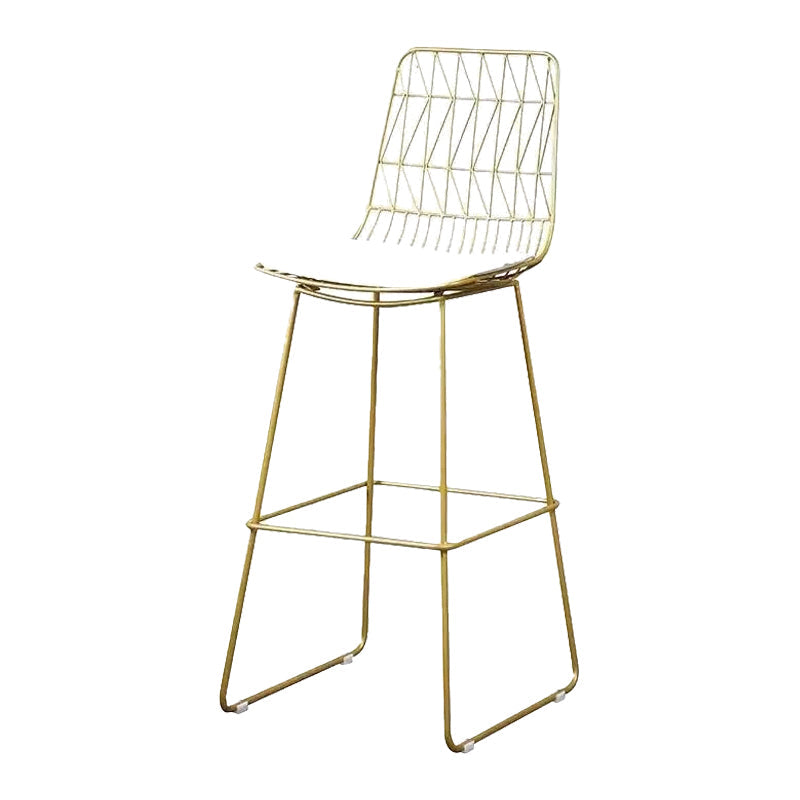 Glam Upholstered Dining Stool Metal Bar Stool with Gold Metal Base
