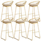 Glam Upholstered Dining Stool Metal Bar Stool with Gold Metal Base