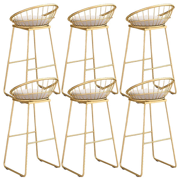 Glam Upholstered Dining Stool Metal Bar Stool with Gold Metal Base
