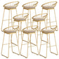 Glam Upholstered Dining Stool Metal Bar Stool with Gold Metal Base