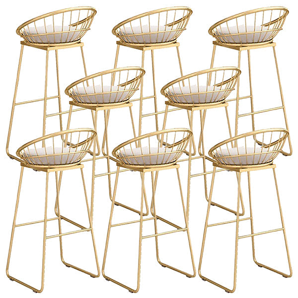 Glam Upholstered Dining Stool Metal Bar Stool with Gold Metal Base