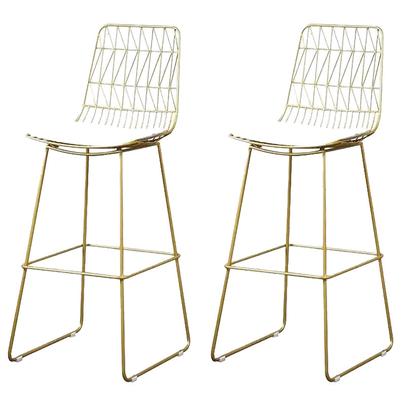 Glam Upholstered Dining Stool Metal Bar Stool with Gold Metal Base