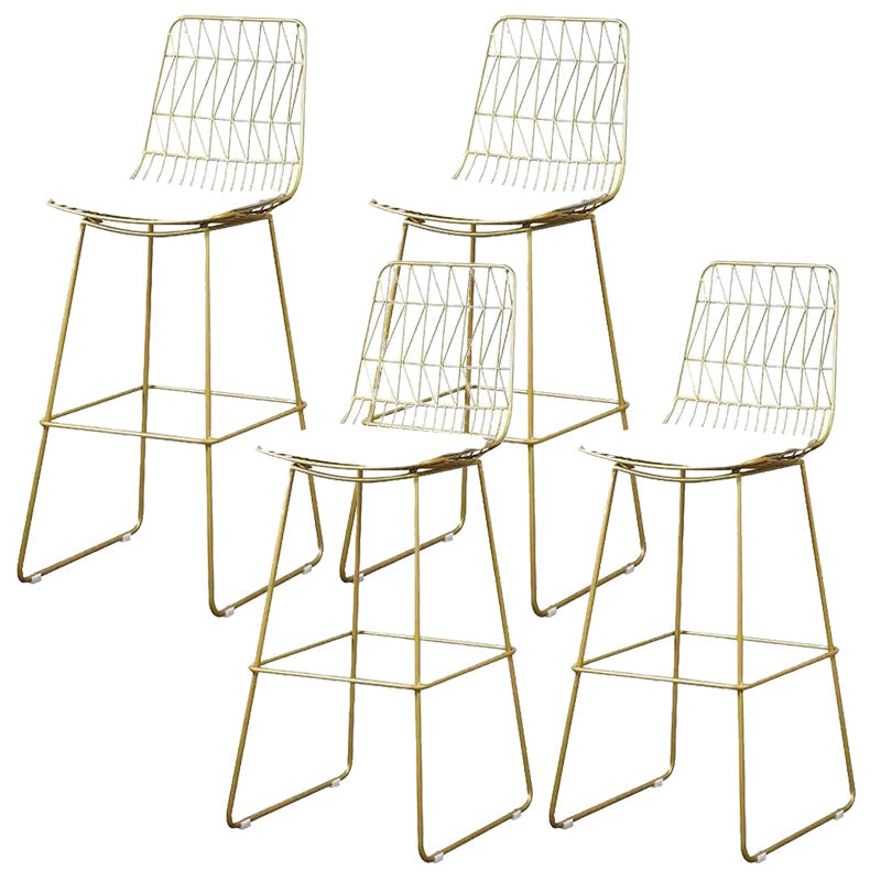 Glam Upholstered Dining Stool Metal Bar Stool with Gold Metal Base