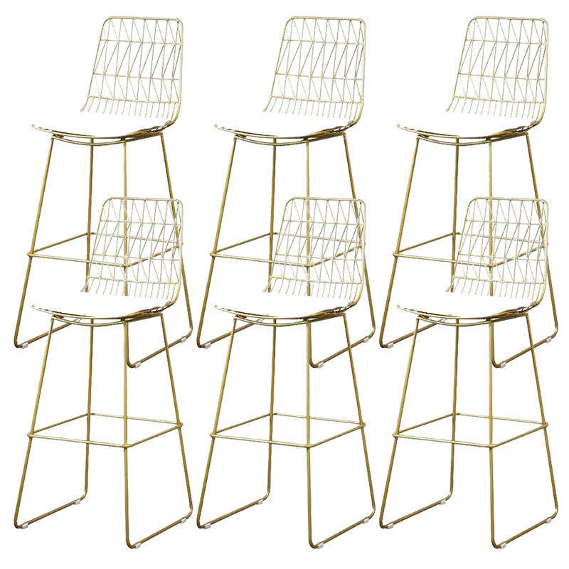 Glam Upholstered Dining Stool Metal Bar Stool with Gold Metal Base