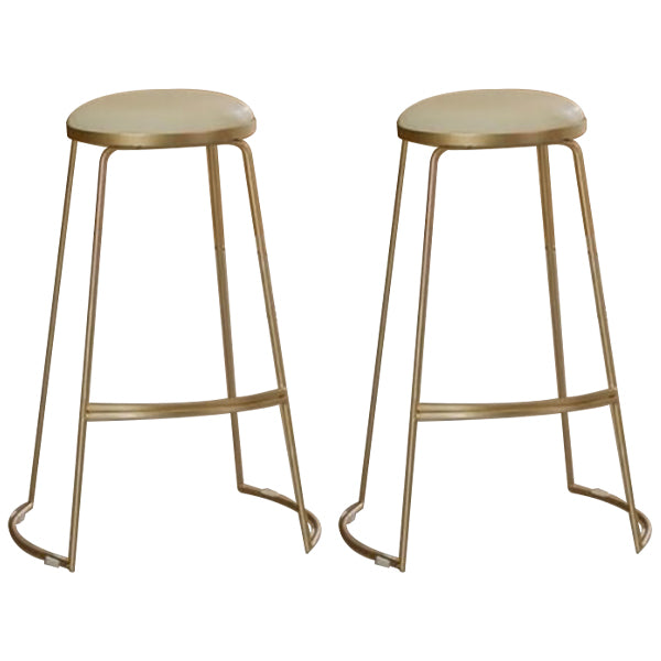 Glam Upholstered Dining Stool Metal Bar Stool with Gold Metal Base