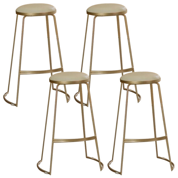 Glam Upholstered Dining Stool Metal Bar Stool with Gold Metal Base