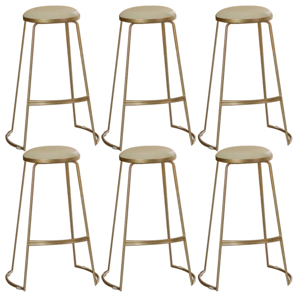 Glam Upholstered Dining Stool Metal Bar Stool with Gold Metal Base