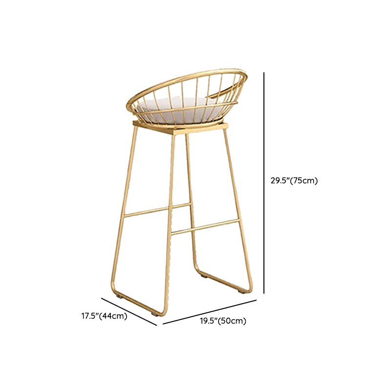 Glam Upholstered Dining Stool Metal Bar Stool with Gold Metal Base
