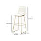 Glam Upholstered Dining Stool Metal Bar Stool with Gold Metal Base