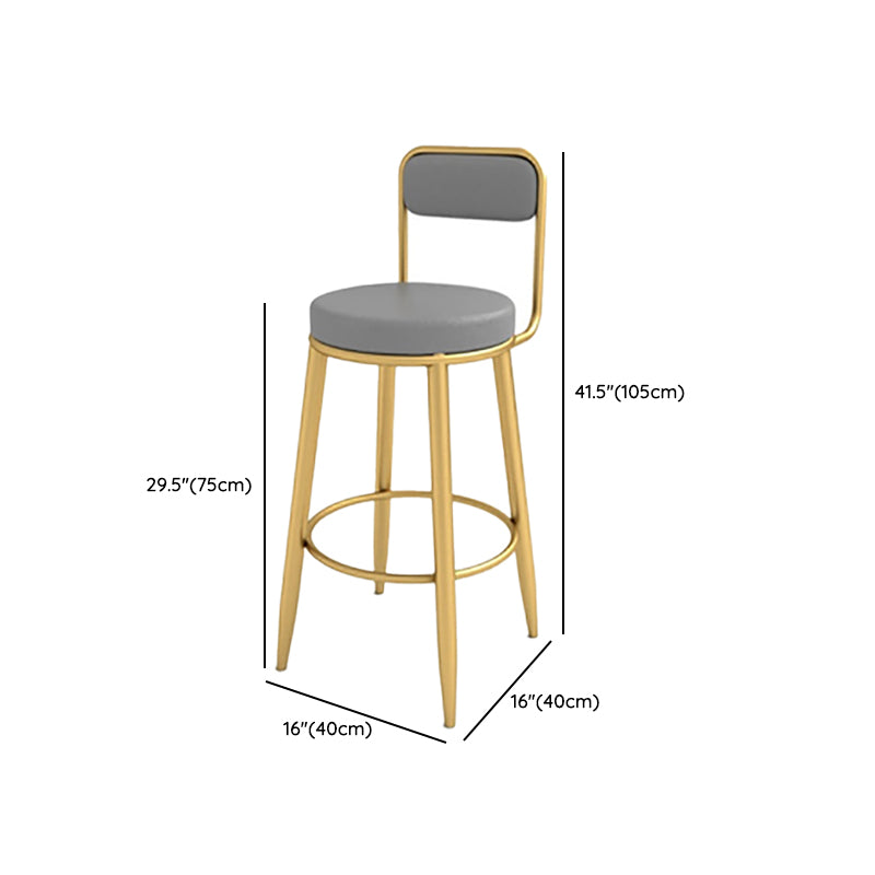 Glam Upholstered Dining Stool Metal Bar Stool with Gold Metal Base