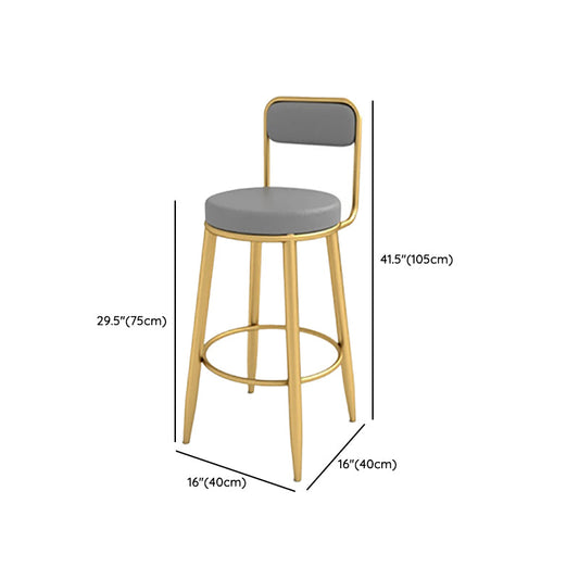 Glam Upholstered Dining Stool Metal Bar Stool with Gold Metal Base