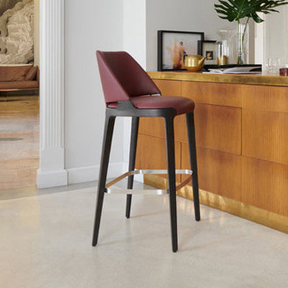 Scandinavian Faux Leather Bar Stools Solid Wood Stool with Footrest Brown 1 Piece Clearhalo 'Bar Furniture' 'Bar Stools' 'bar_stools' 'furn' 'furn_bar_stools' 'Furniture' 'Kitchen & Dining Furniture' 7316478