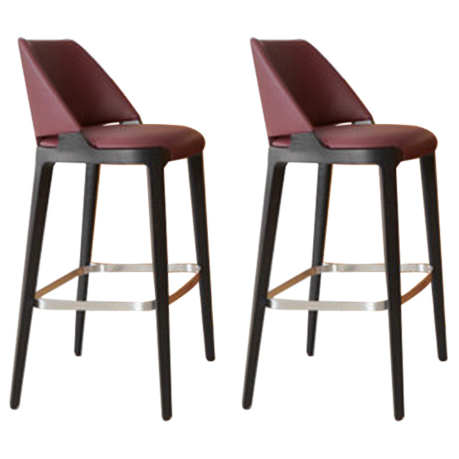 Scandinavian Faux Leather Bar Stools Solid Wood Stool with Footrest Brown 2 Piece Set Clearhalo 'Bar Furniture' 'Bar Stools' 'bar_stools' 'furn' 'furn_bar_stools' 'Furniture' 'Kitchen & Dining Furniture' 7316479