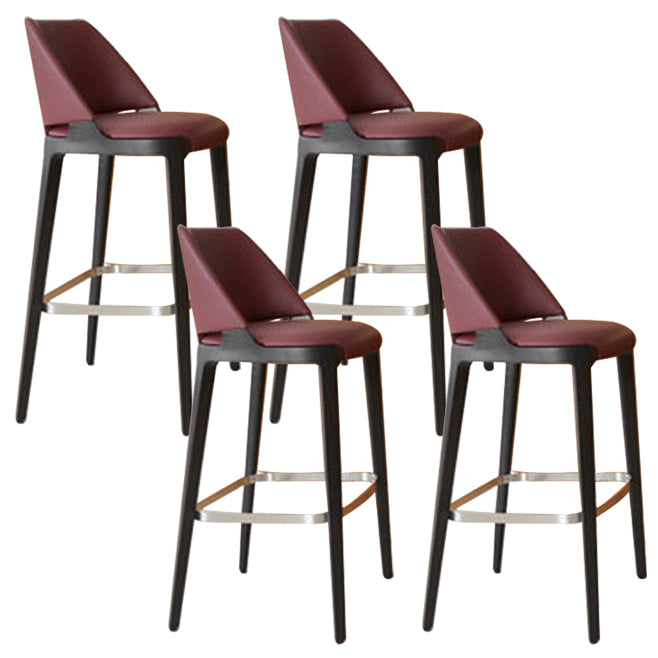 Scandinavian Faux Leather Bar Stools Solid Wood Stool with Footrest Brown 4 Piece Set Clearhalo 'Bar Furniture' 'Bar Stools' 'bar_stools' 'furn' 'furn_bar_stools' 'Furniture' 'Kitchen & Dining Furniture' 7316480