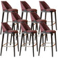 Scandinavian Faux Leather Bar Stools Solid Wood Stool with Footrest Brown 8 Piece Set Clearhalo 'Bar Furniture' 'Bar Stools' 'bar_stools' 'furn' 'furn_bar_stools' 'Furniture' 'Kitchen & Dining Furniture' 7316484