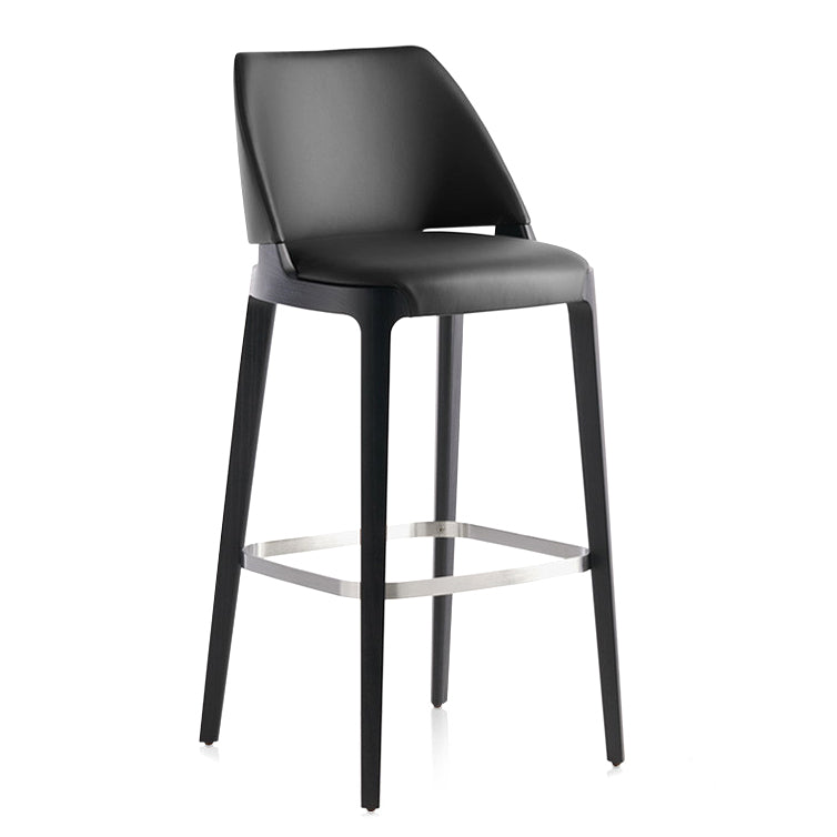Scandinavian Faux Leather Bar Stools Solid Wood Stool with Footrest Black 1 Piece Clearhalo 'Bar Furniture' 'Bar Stools' 'bar_stools' 'furn' 'furn_bar_stools' 'Furniture' 'Kitchen & Dining Furniture' 7316486