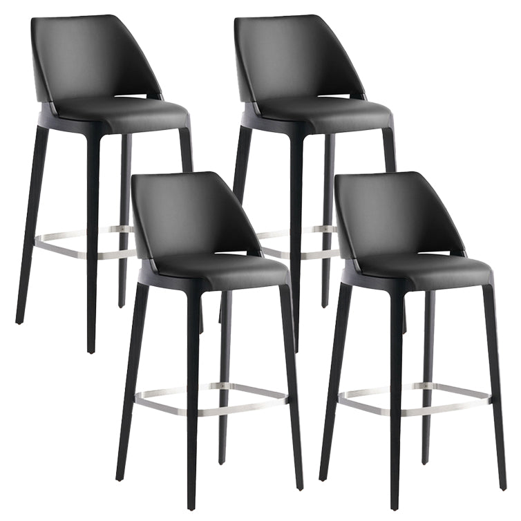 Scandinavian Faux Leather Bar Stools Solid Wood Stool with Footrest Black 4 Piece Set Clearhalo 'Bar Furniture' 'Bar Stools' 'bar_stools' 'furn' 'furn_bar_stools' 'Furniture' 'Kitchen & Dining Furniture' 7316489