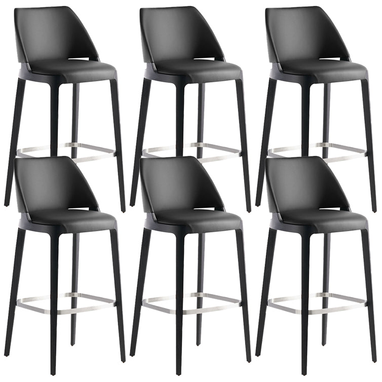 Scandinavian Faux Leather Bar Stools Solid Wood Stool with Footrest Black 6 Piece Set Clearhalo 'Bar Furniture' 'Bar Stools' 'bar_stools' 'furn' 'furn_bar_stools' 'Furniture' 'Kitchen & Dining Furniture' 7316490