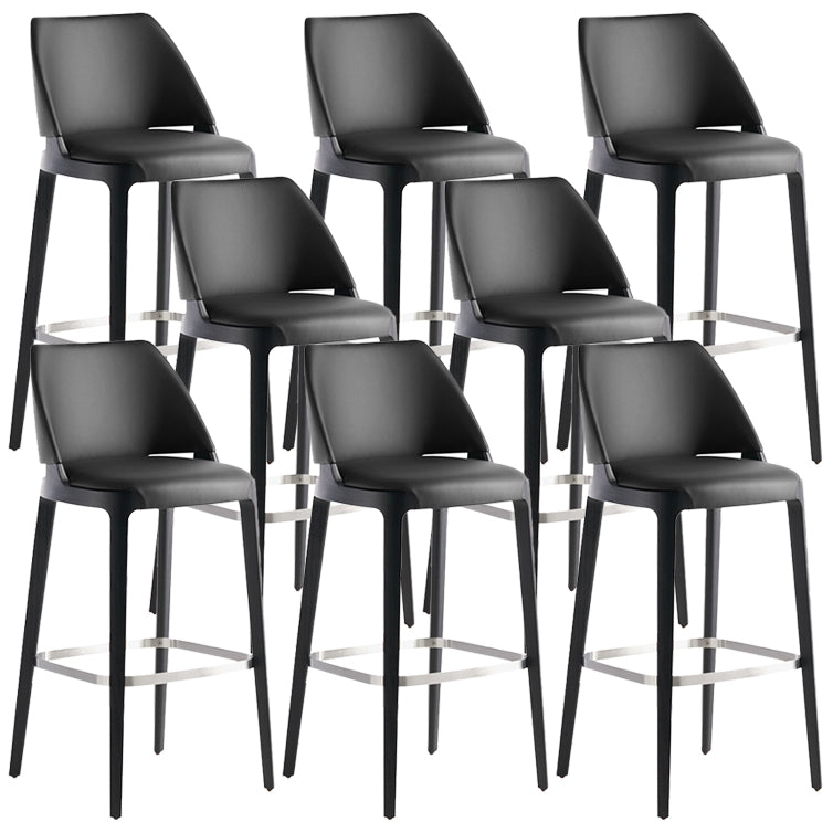 Scandinavian Faux Leather Bar Stools Solid Wood Stool with Footrest Black 8 Piece Set Clearhalo 'Bar Furniture' 'Bar Stools' 'bar_stools' 'furn' 'furn_bar_stools' 'Furniture' 'Kitchen & Dining Furniture' 7316491