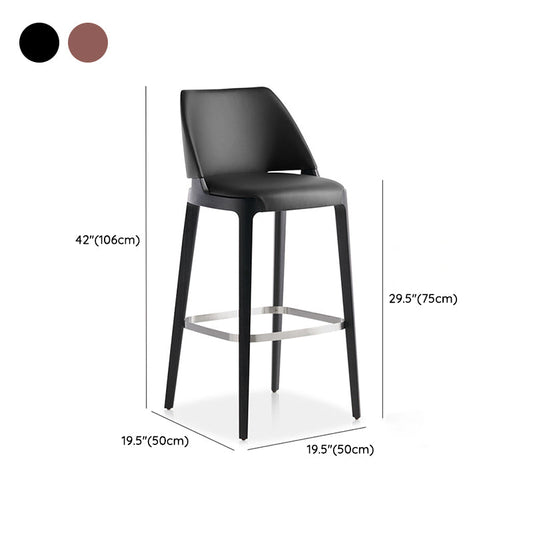 Scandinavian Faux Leather Bar Stools Solid Wood Stool with Footrest Clearhalo 'Bar Furniture' 'Bar Stools' 'bar_stools' 'furn' 'furn_bar_stools' 'Furniture' 'Kitchen & Dining Furniture' 7316492