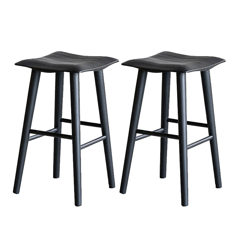 Solid Wood Dining Stools Black Armless Bar Stools with Footrest Black 2 Piece Set Clearhalo 'Bar Furniture' 'Bar Stools' 'bar_stools' 'furn' 'furn_bar_stools' 'Furniture' 'Kitchen & Dining Furniture' 7316496