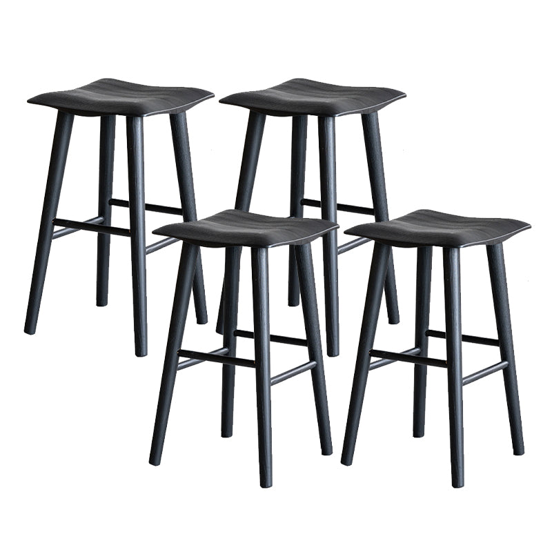 Solid Wood Dining Stools Black Armless Bar Stools with Footrest Black 4 Piece Set Clearhalo 'Bar Furniture' 'Bar Stools' 'bar_stools' 'furn' 'furn_bar_stools' 'Furniture' 'Kitchen & Dining Furniture' 7316498