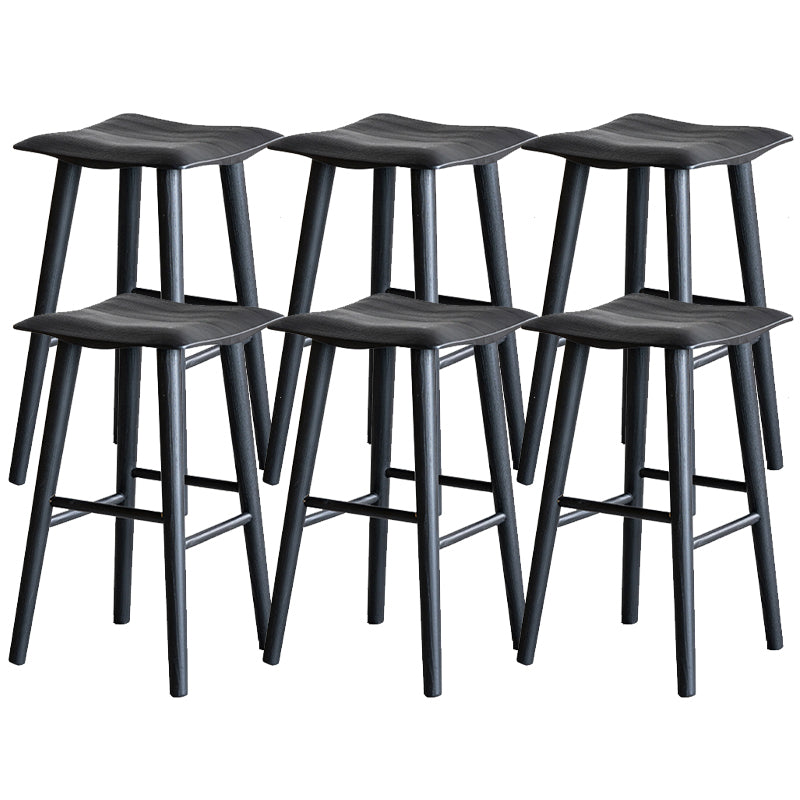 Solid Wood Dining Stools Black Armless Bar Stools with Footrest Black 6 Piece Set Clearhalo 'Bar Furniture' 'Bar Stools' 'bar_stools' 'furn' 'furn_bar_stools' 'Furniture' 'Kitchen & Dining Furniture' 7316500