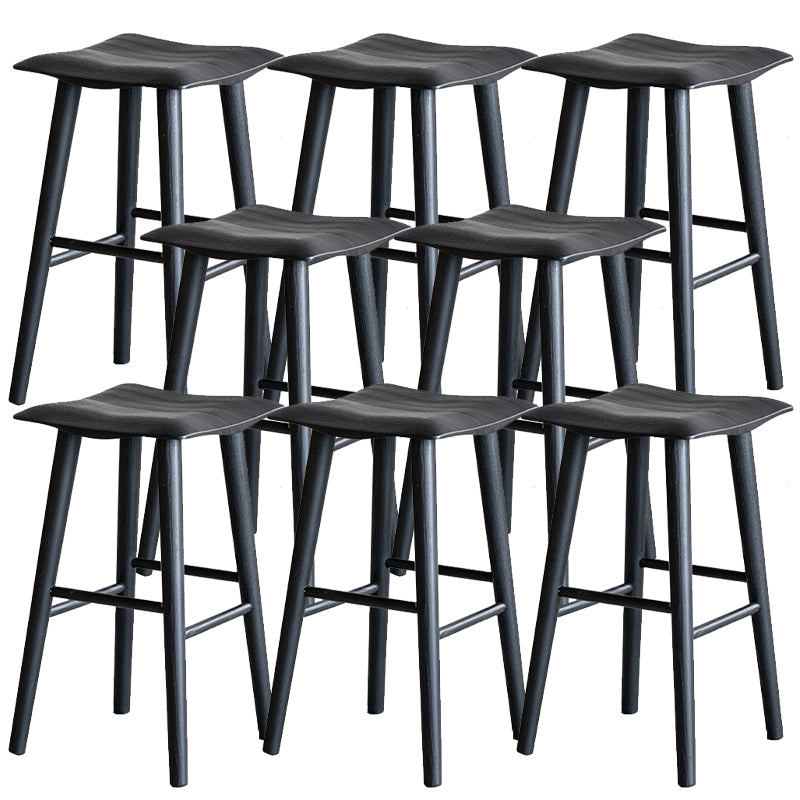 Solid Wood Dining Stools Black Armless Bar Stools with Footrest Black 8 Piece Set Clearhalo 'Bar Furniture' 'Bar Stools' 'bar_stools' 'furn' 'furn_bar_stools' 'Furniture' 'Kitchen & Dining Furniture' 7316502