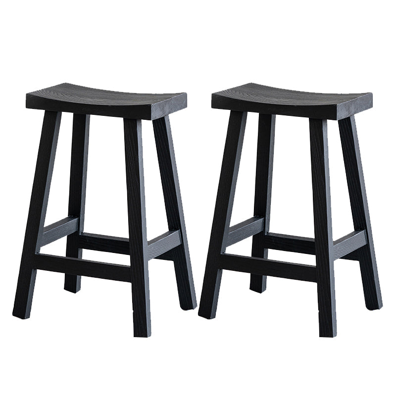 Solid Wood Dining Stools Black Armless Bar Stools with Footrest Matte Black 2 Piece Set Clearhalo 'Bar Furniture' 'Bar Stools' 'bar_stools' 'furn' 'furn_bar_stools' 'Furniture' 'Kitchen & Dining Furniture' 7316505