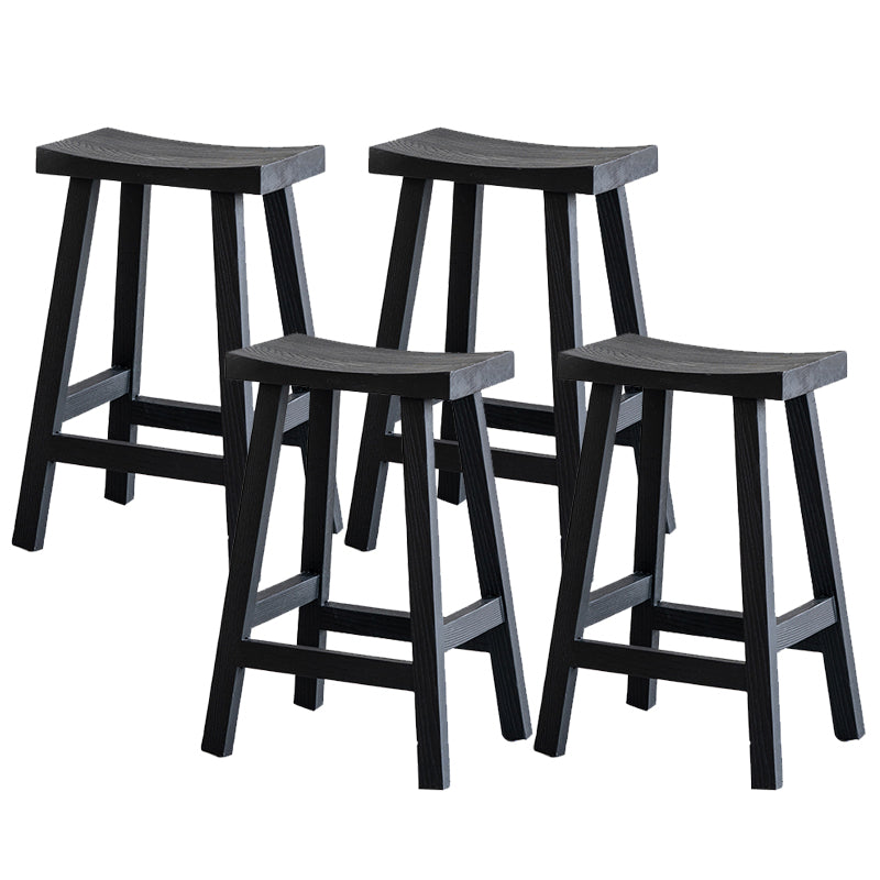 Solid Wood Dining Stools Black Armless Bar Stools with Footrest Matte Black 4 Piece Set Clearhalo 'Bar Furniture' 'Bar Stools' 'bar_stools' 'furn' 'furn_bar_stools' 'Furniture' 'Kitchen & Dining Furniture' 7316507