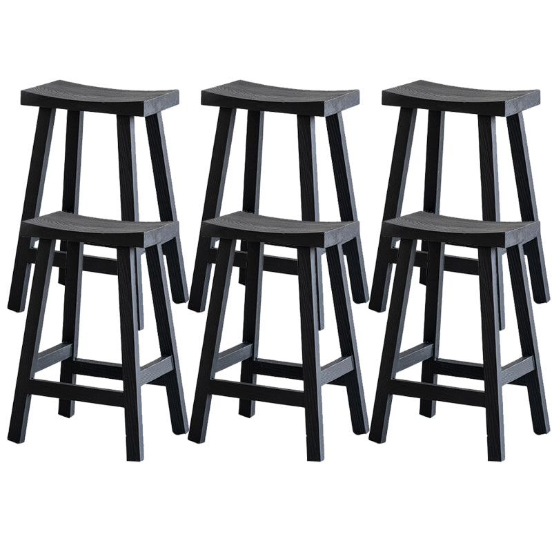 Solid Wood Dining Stools Black Armless Bar Stools with Footrest Matte Black 6 Piece Set Clearhalo 'Bar Furniture' 'Bar Stools' 'bar_stools' 'furn' 'furn_bar_stools' 'Furniture' 'Kitchen & Dining Furniture' 7316510