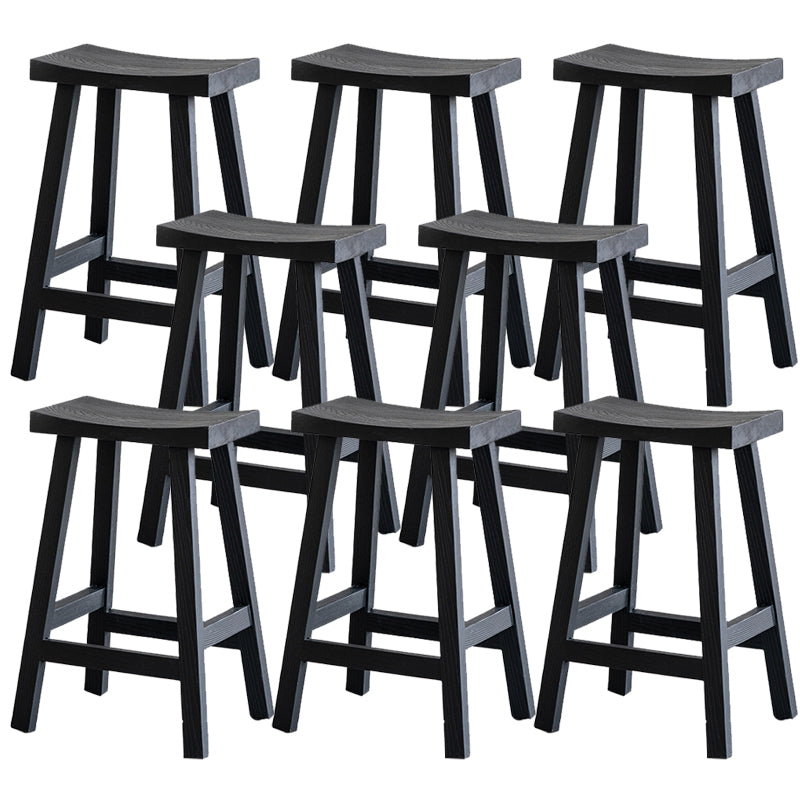 Solid Wood Dining Stools Black Armless Bar Stools with Footrest Matte Black 8 Piece Set Clearhalo 'Bar Furniture' 'Bar Stools' 'bar_stools' 'furn' 'furn_bar_stools' 'Furniture' 'Kitchen & Dining Furniture' 7316511