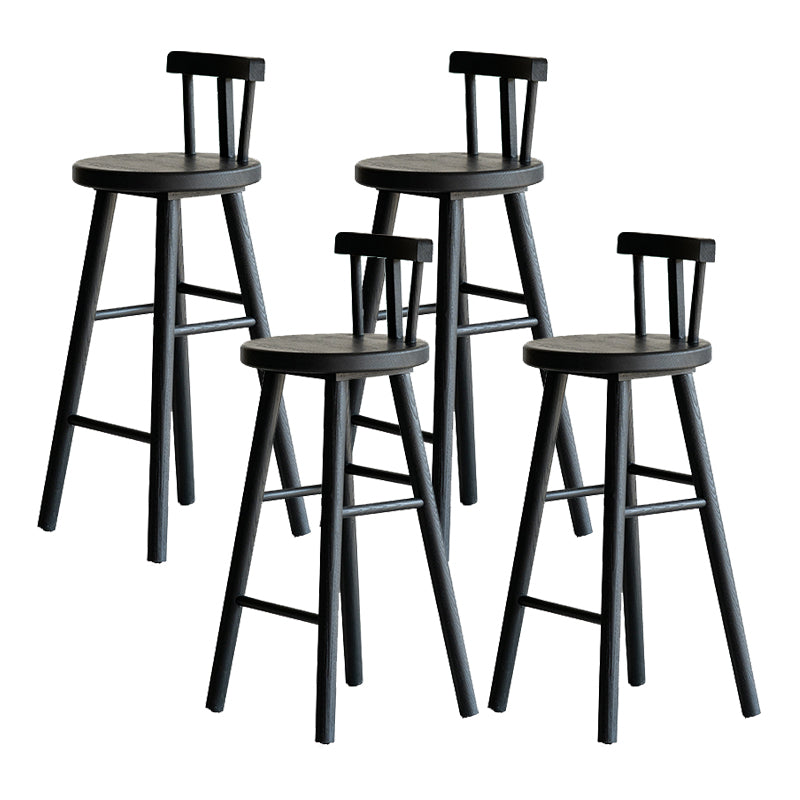 Solid Wood Dining Stools Black Armless Bar Stools with Footrest Antique Black 4 Piece Set Clearhalo 'Bar Furniture' 'Bar Stools' 'bar_stools' 'furn' 'furn_bar_stools' 'Furniture' 'Kitchen & Dining Furniture' 7316515