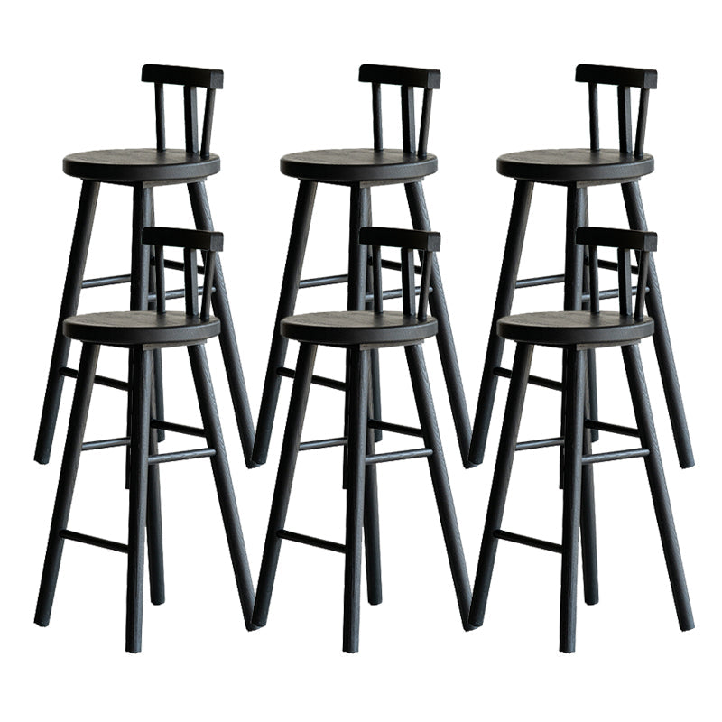 Solid Wood Dining Stools Black Armless Bar Stools with Footrest Antique Black 6 Piece Set Clearhalo 'Bar Furniture' 'Bar Stools' 'bar_stools' 'furn' 'furn_bar_stools' 'Furniture' 'Kitchen & Dining Furniture' 7316516