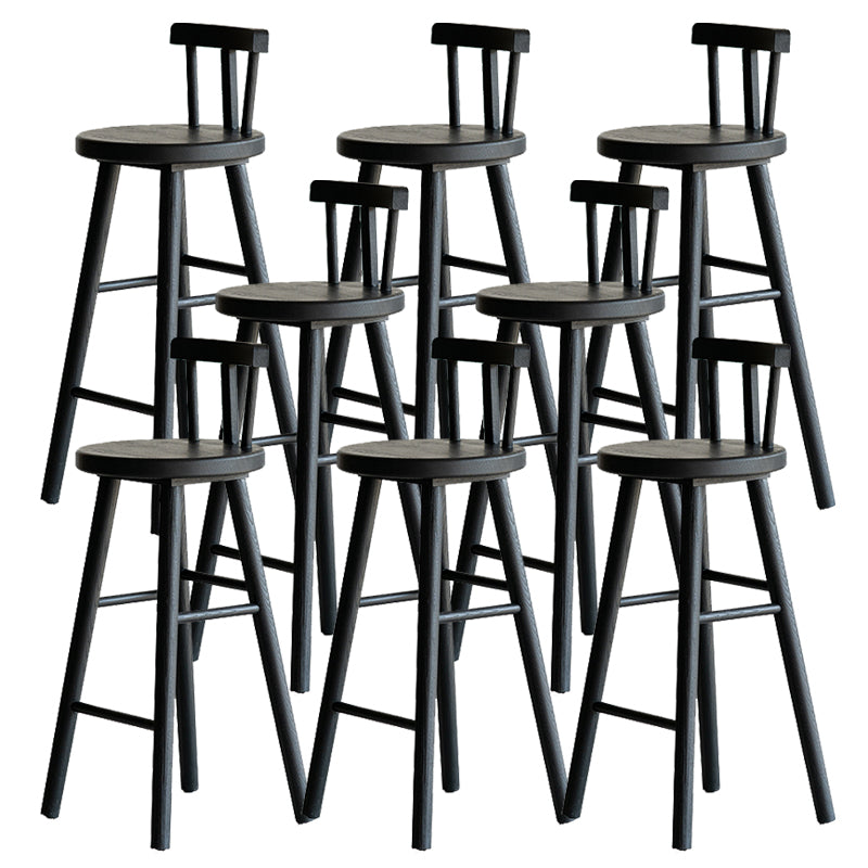 Solid Wood Dining Stools Black Armless Bar Stools with Footrest Antique Black 8 Piece Set Clearhalo 'Bar Furniture' 'Bar Stools' 'bar_stools' 'furn' 'furn_bar_stools' 'Furniture' 'Kitchen & Dining Furniture' 7316517