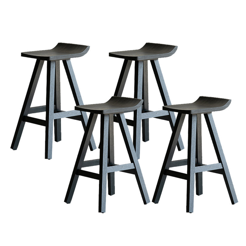Solid Wood Dining Stools Black Armless Bar Stools with Footrest Textured Black 4 Piece Set Clearhalo 'Bar Furniture' 'Bar Stools' 'bar_stools' 'furn' 'furn_bar_stools' 'Furniture' 'Kitchen & Dining Furniture' 7316520